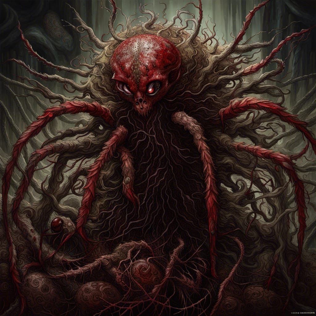 Bloody Bramble Arachnid Angel: Hyperdetailed Digital Art