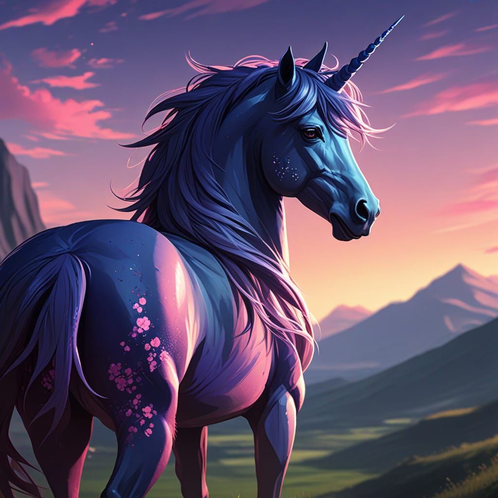 Majestic Unicorn in Dramatic Anime Style