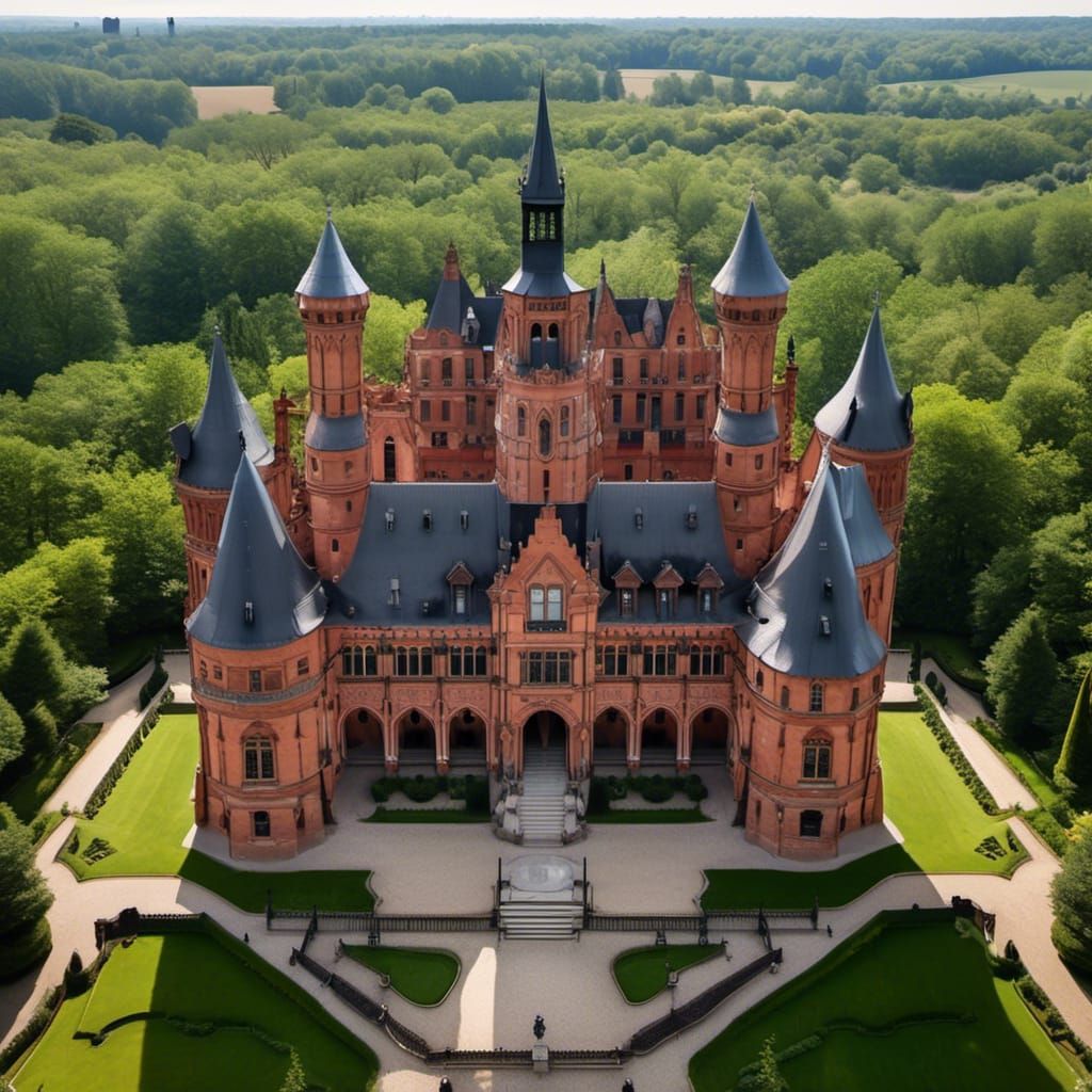 Gothic Chateau with Vineyard and Fruit Orchard