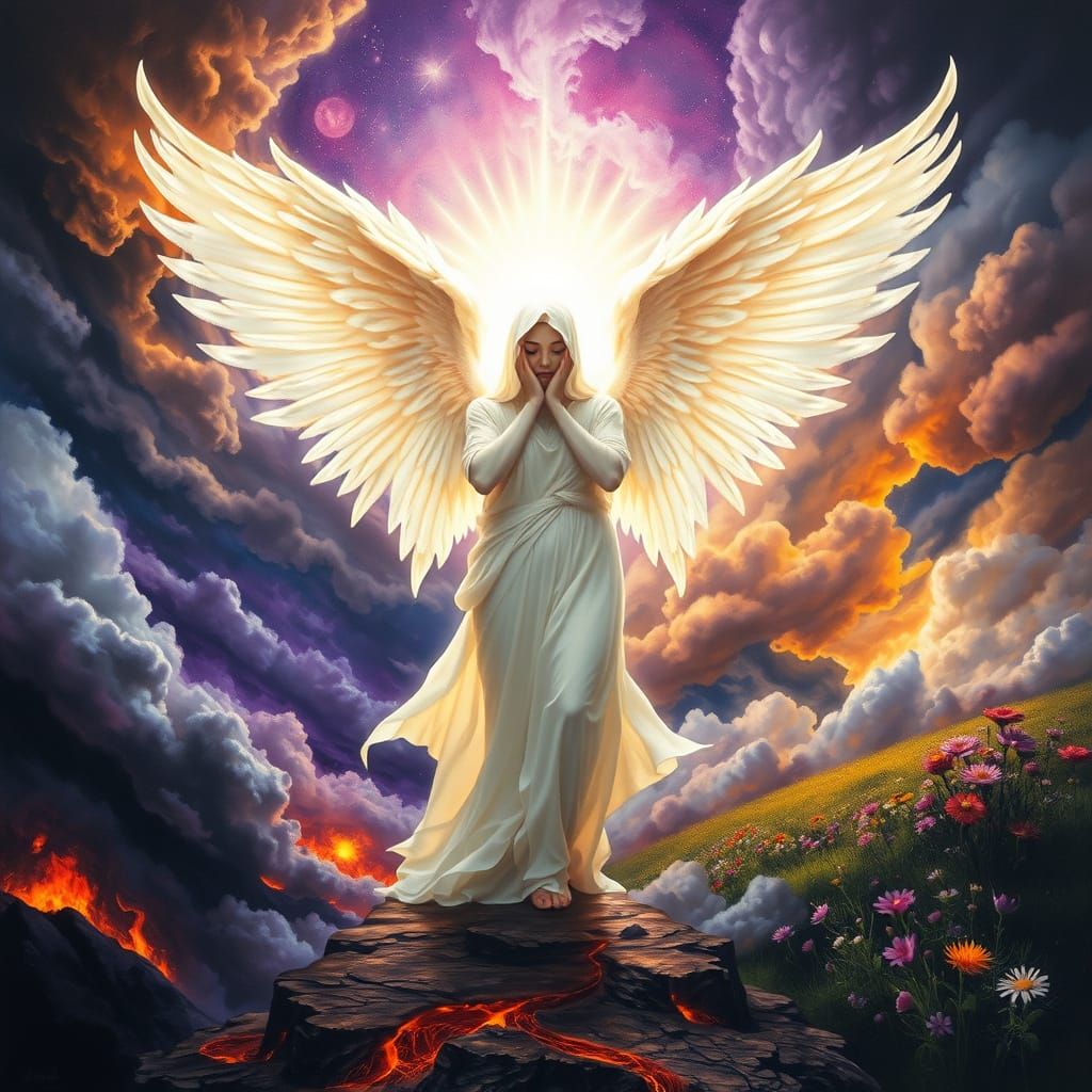 Ethereal Angel at the Threshold, Dark Fantasy Concept Art