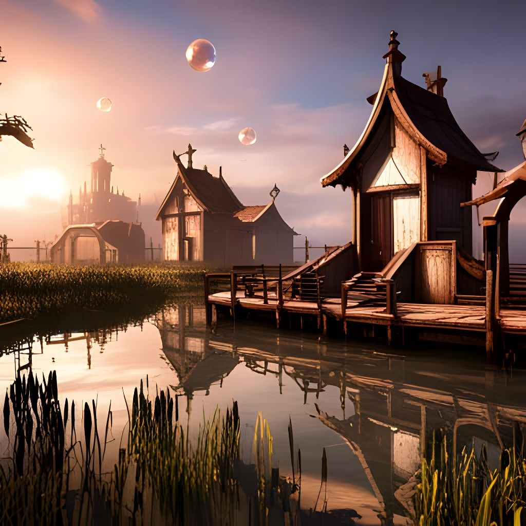 Swamp Bubbles in Cinematic 3D Game Style