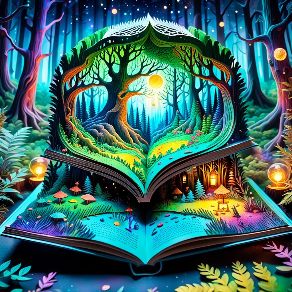 Magical Forest Pop-Up Book Illustration
