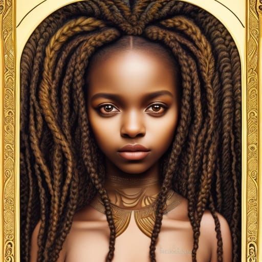 Elegant Xhosa Girl with Braids in Art Deco Style
