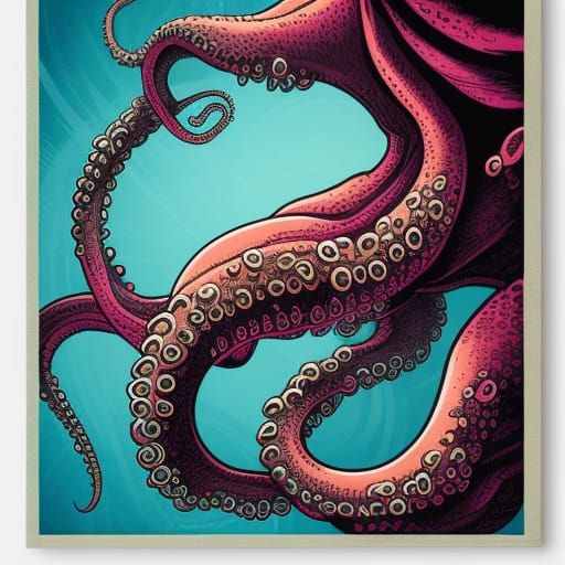 Colorful Octopus in Dan Mumford Style