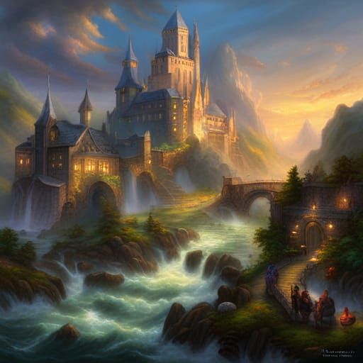 Ethereal Fantasy DND Map in Kinkade Style