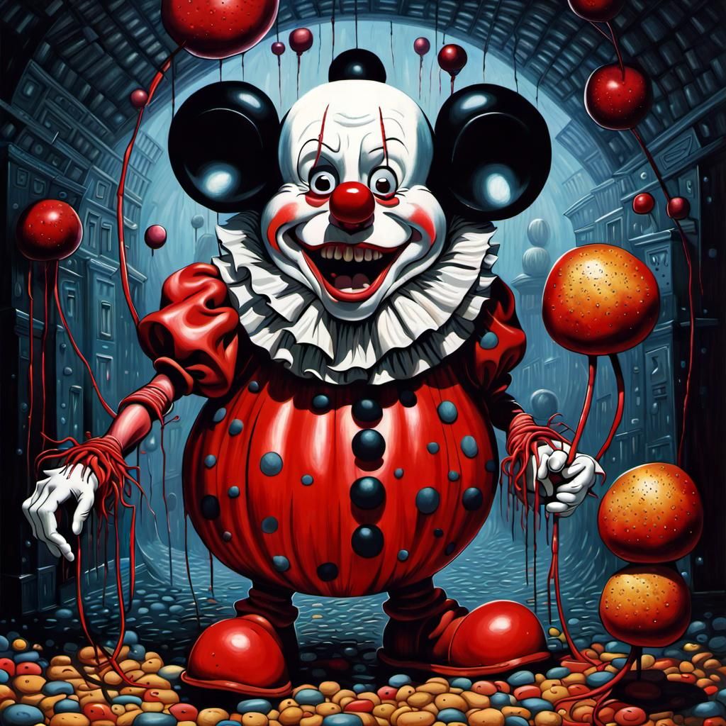 Terrifying Mickey Mouse Pennywise Crawling Machine Artwork