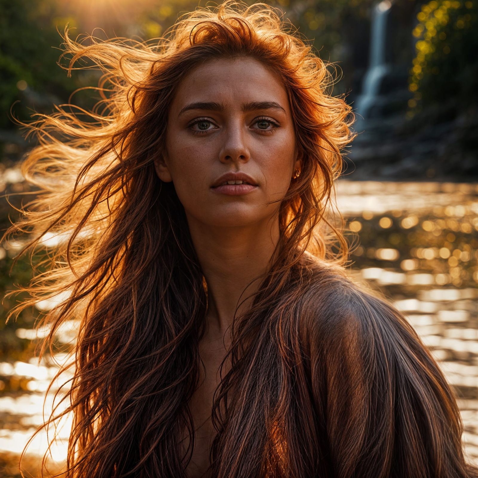 Sensuous Woman with Reddish Sun-Streaked Hair