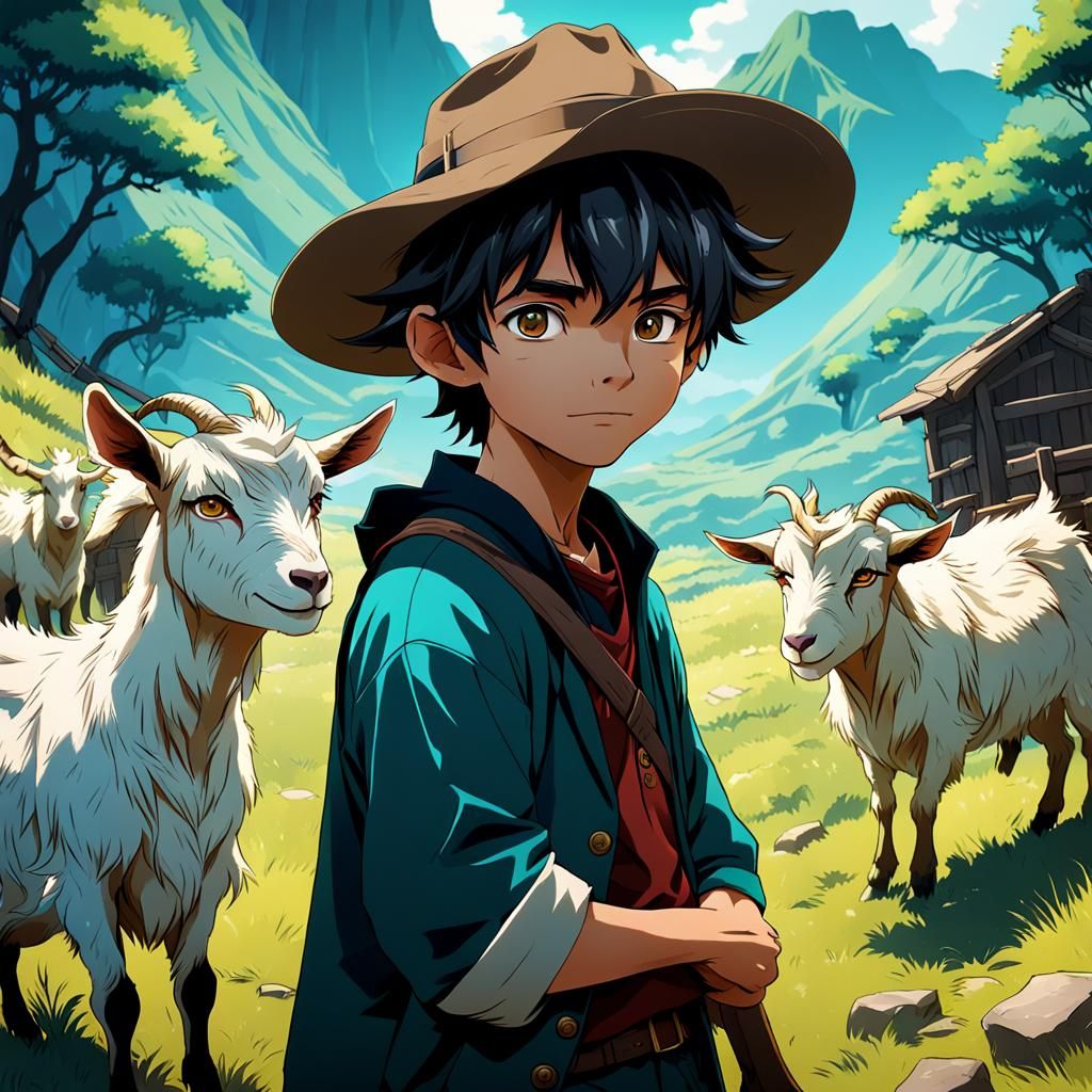 Peter the Goat Herder: Cel-Shaded Anime Art