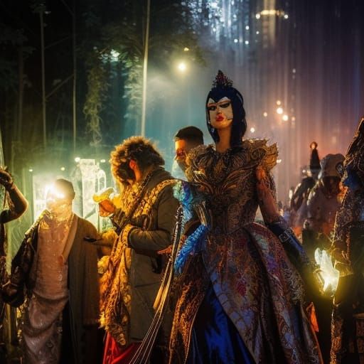 Ornate Masquerade Ball in Maximalist Style