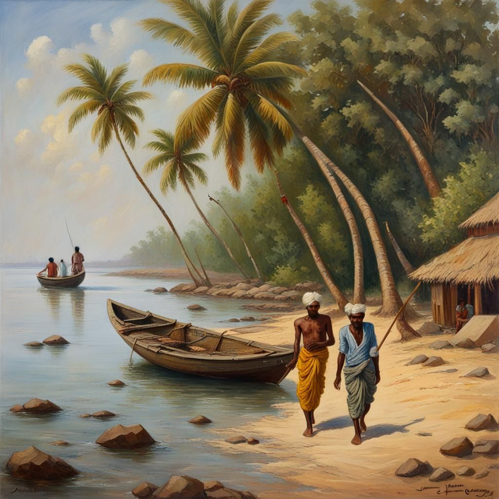 Coastal Fisherman: An Oil Painting in Gurney Style