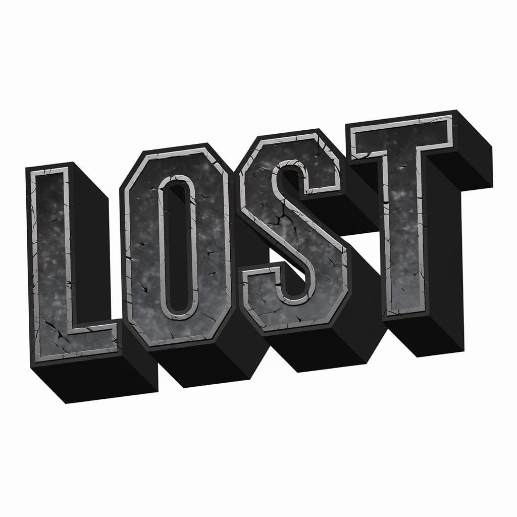 3D Graphic of the Word LOST in Black