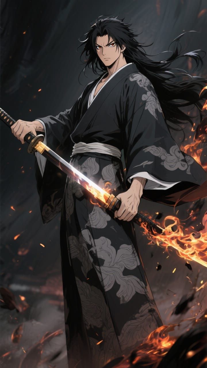 Ash Hashira: Anime Illustration in Demon Slayer Style