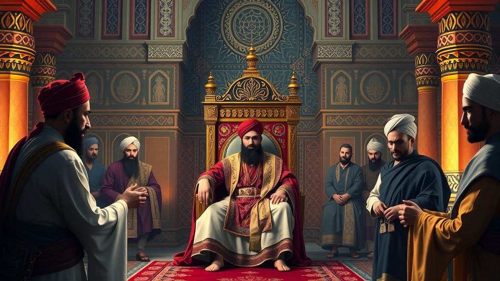 Syrian Sultan and Court in Islamic Palace
