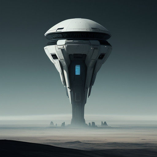 A Futuristic Alien Ufo Lands in a Post-Apocalyptic World