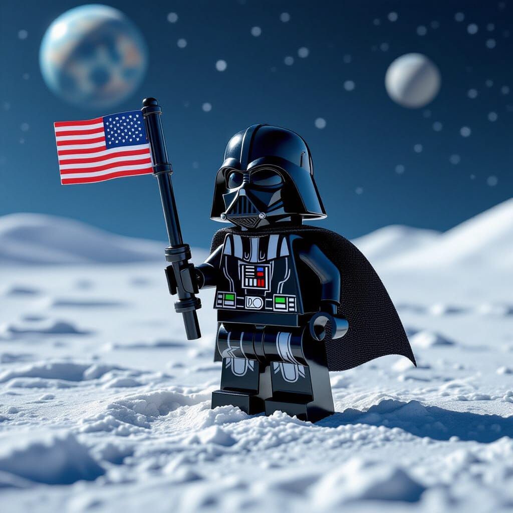 Darth Vader Lego Minifig on the Moon