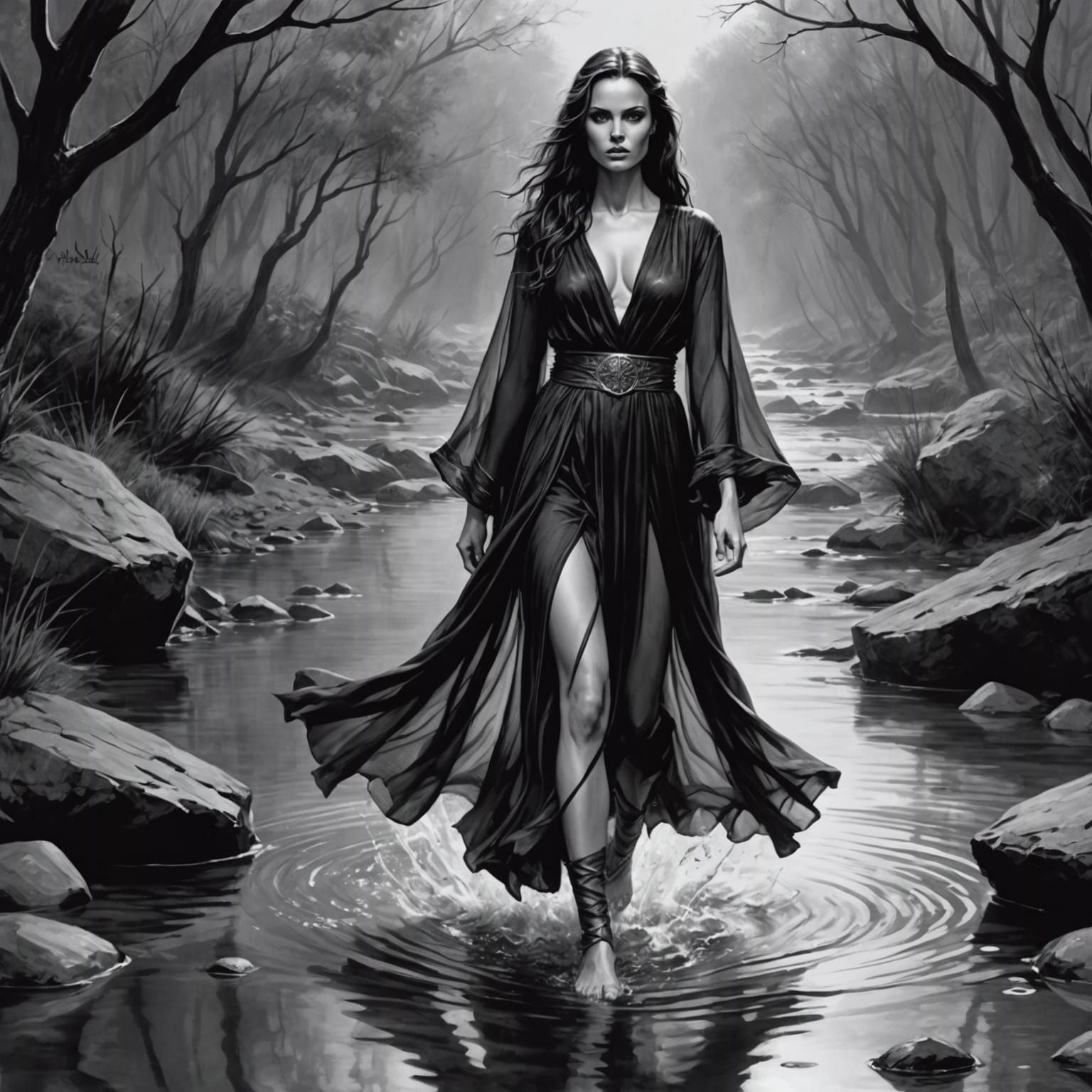 Talia al Ghul in See-Through Robe, Luis Royo Style