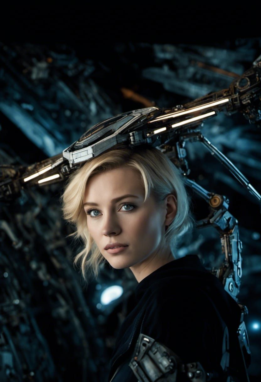 Time Traveler in Starship Wreckage on Alien Planet