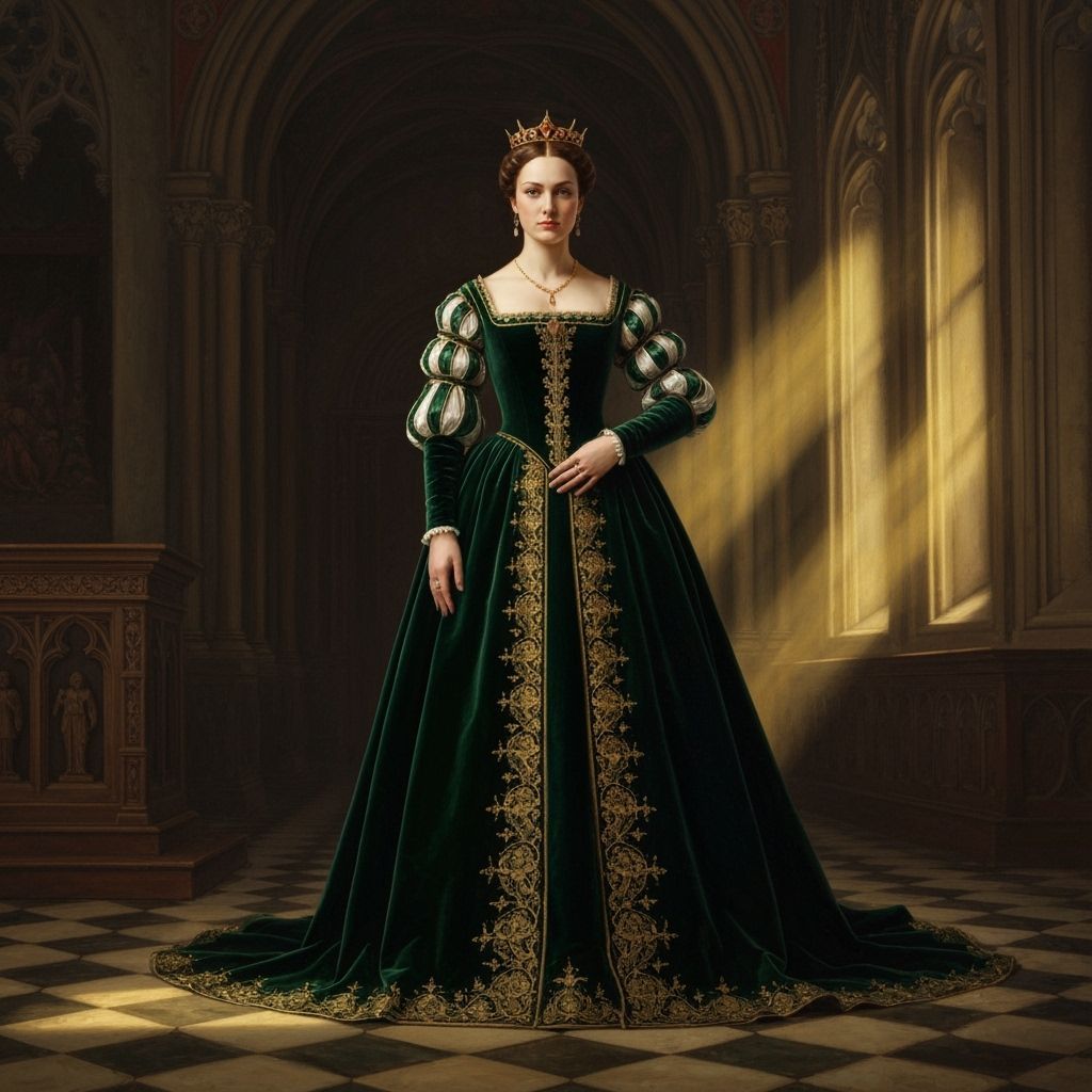 Regal Princess Portrait in Opulent Castle Hall