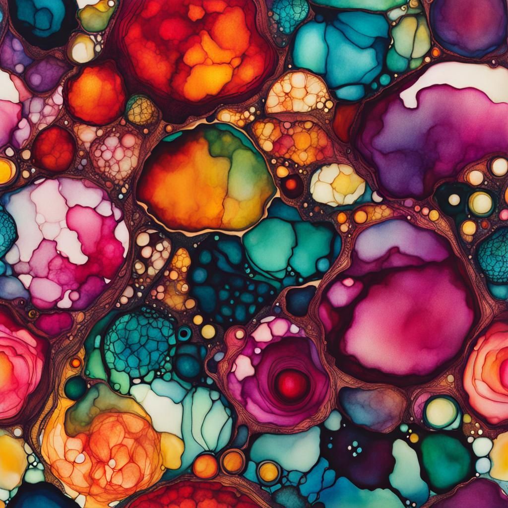 Organic Neurographic Art in Alcohol Ink Style