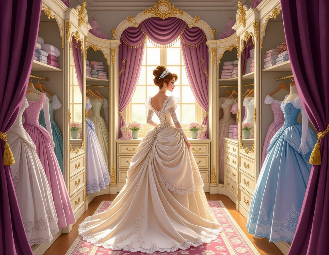 Victorian Disney Princess in Ornate Closet