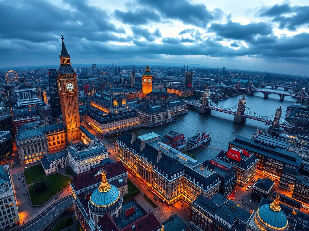Vibrant Bird's Eye View of London Skyline