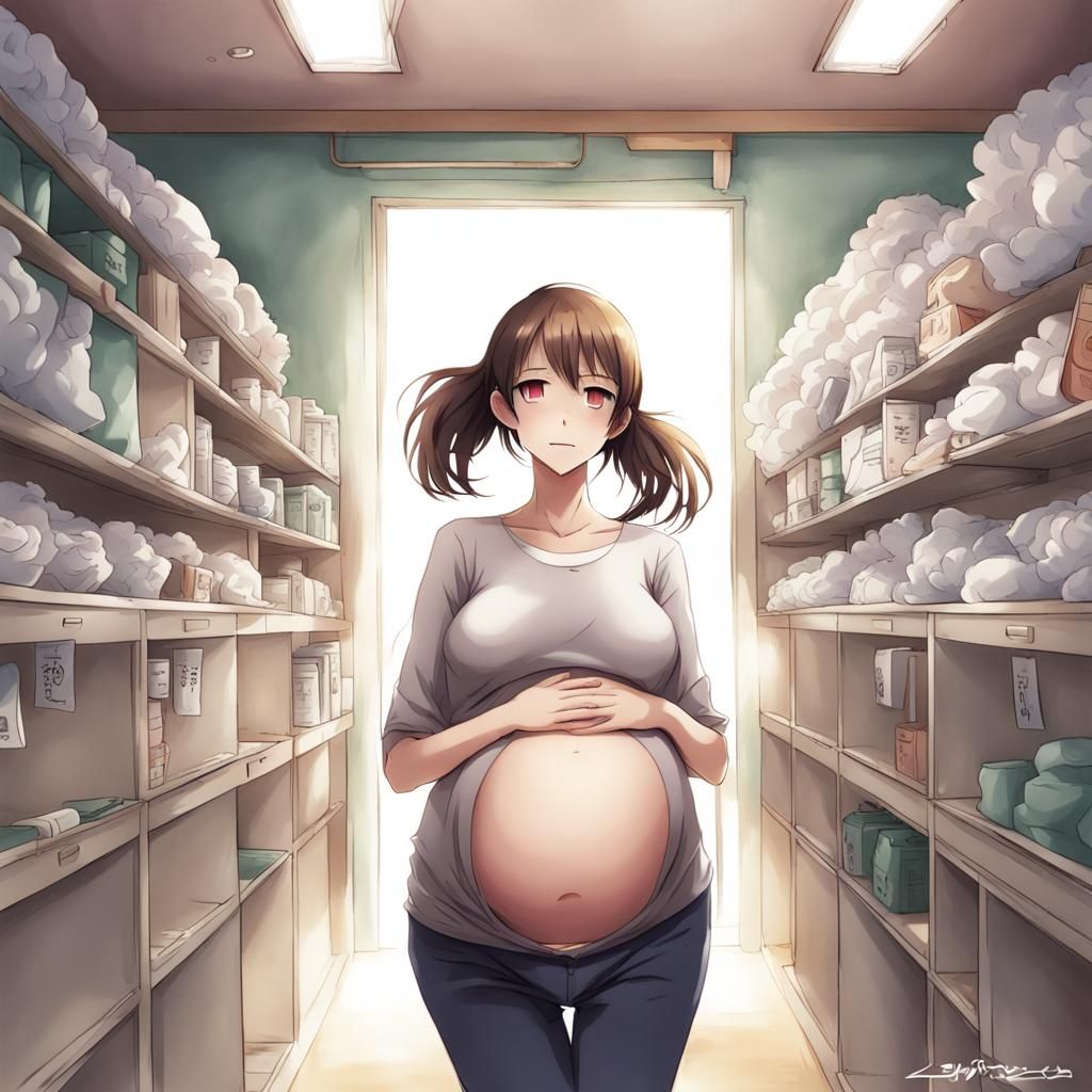 Anime Style Pregnant Girl in Manga Art