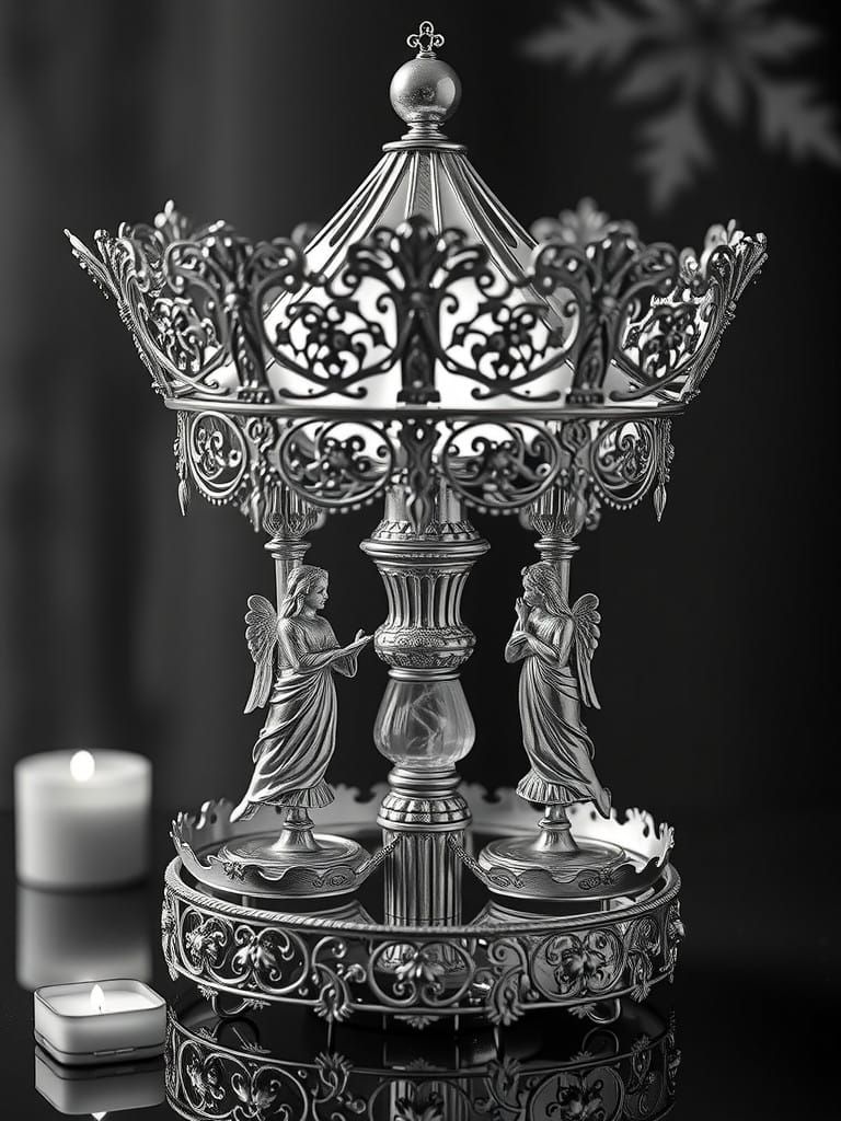 Luxurious Silver Merry-Go-Round Christmas Decoration