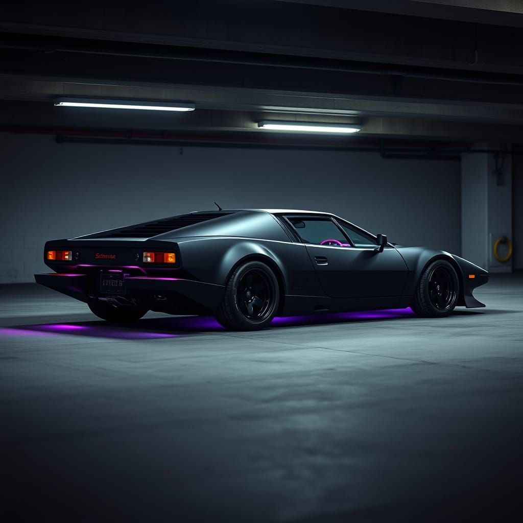 Blacked-Out Supercar Fusion in Hyperrealistic Automotive Pho...