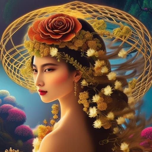 Yin Yang of Time and Earth in Rococo Style