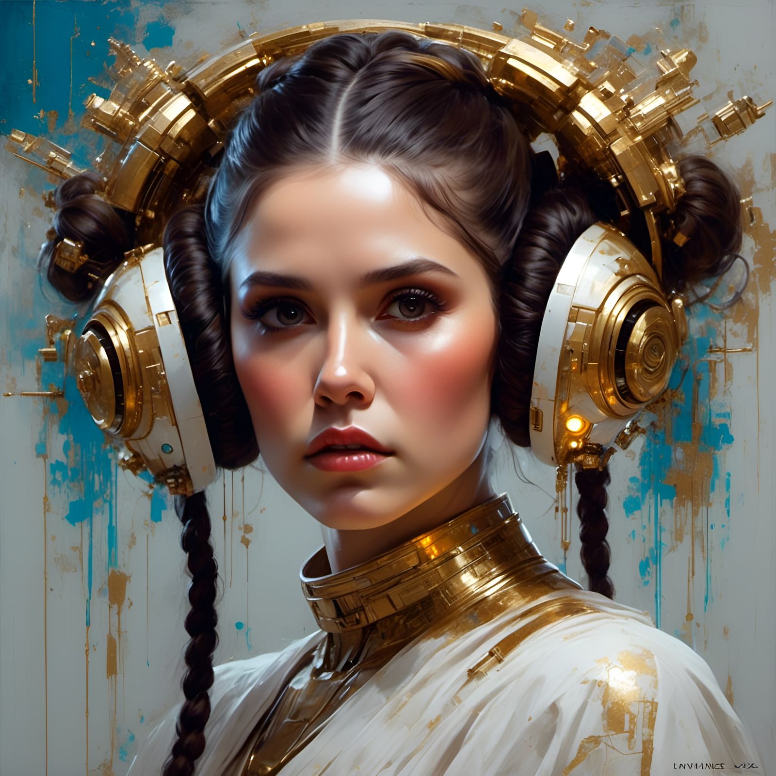 Princess Leia Portrait with Steel Hairbuns
