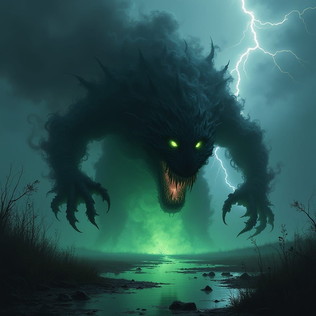 Terrifying Smoke Monster Rises from Dark Bog