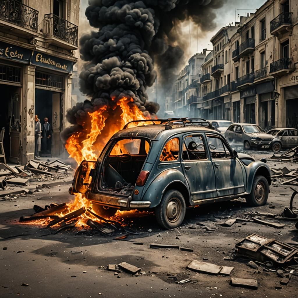 Car Bombing Aftermath: Hyperrealistic Cinematic Image