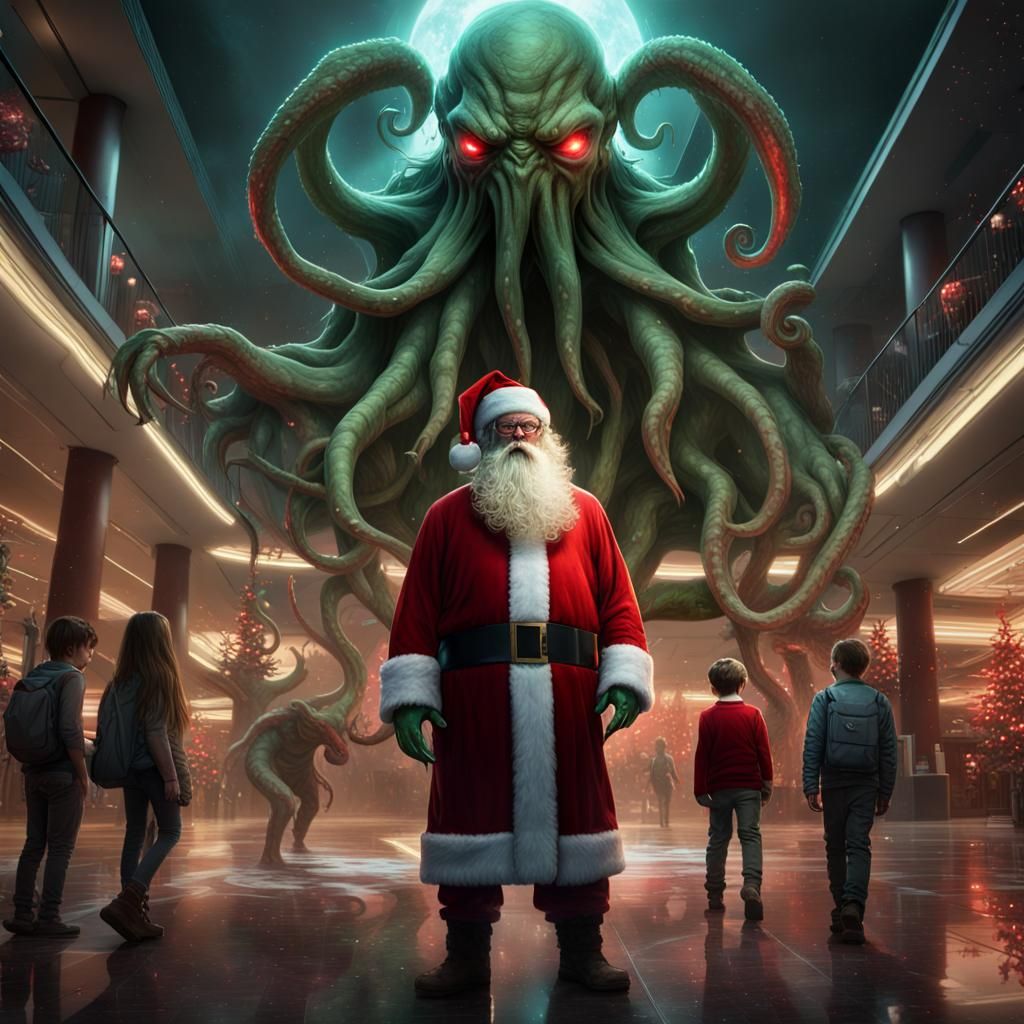Cthulhu, while disguised as Santa Claus at a mall, terrifies...