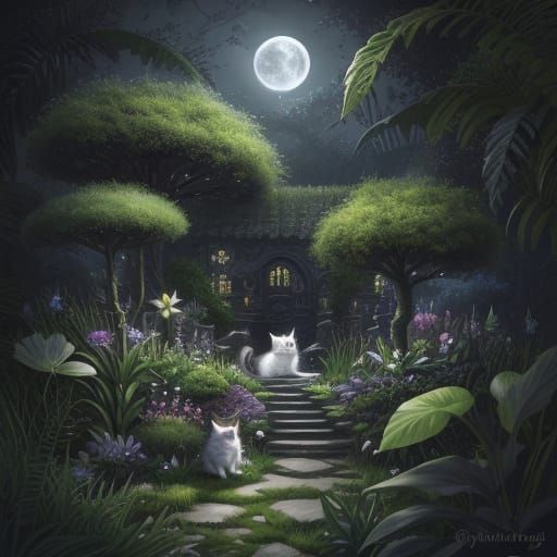 Black Kitten Explores Magical Garden in Detailed Matte Paint...