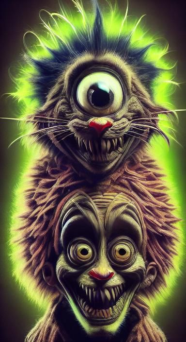 Futuristic Cyborg Cat Portrait in Cyberpunk Style