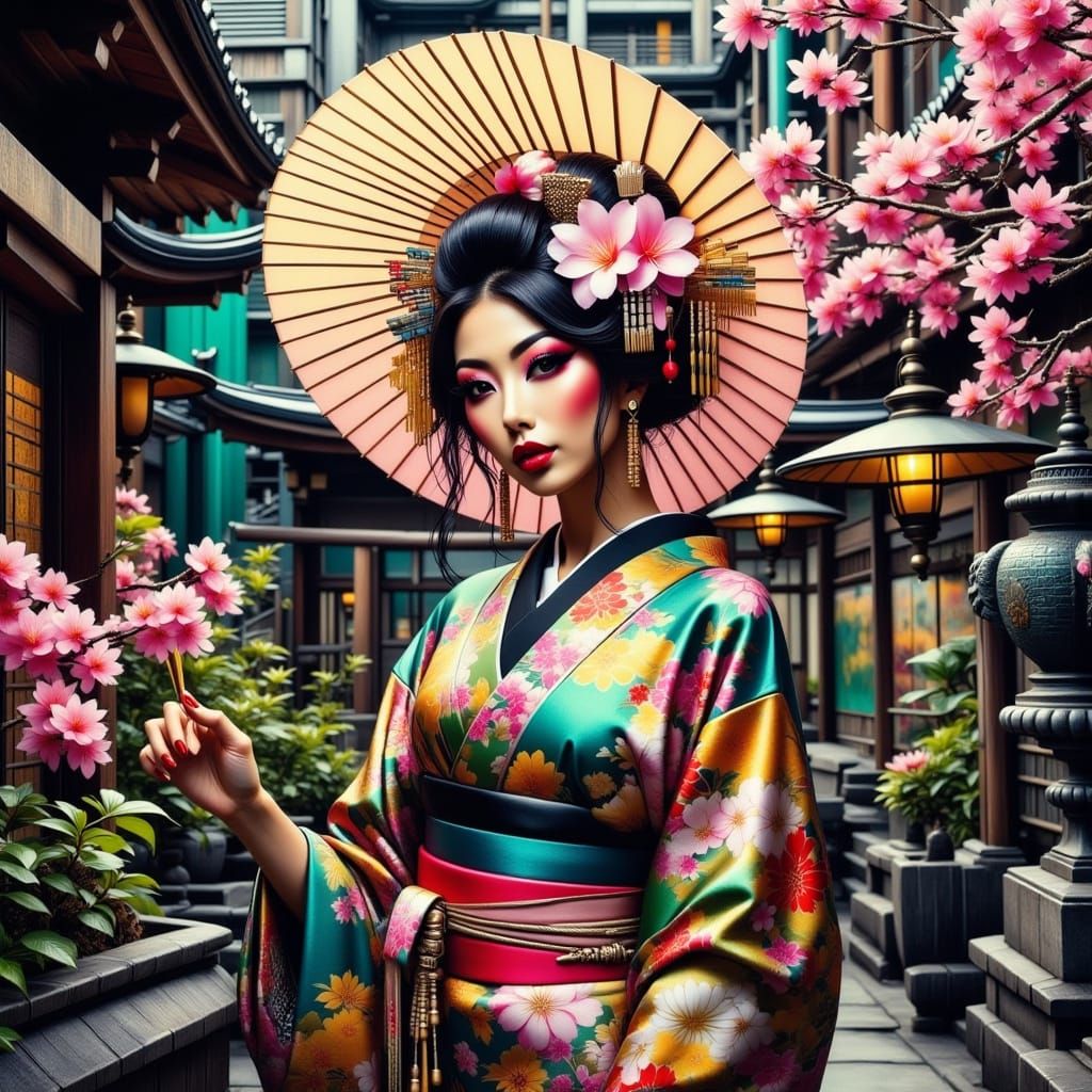 Uma linda gueixa que é um verdadeiro oásis de beleza aos olh...