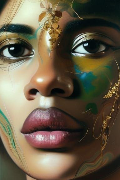 Contemplative Portrait of a Woman in Art Nouveau Style