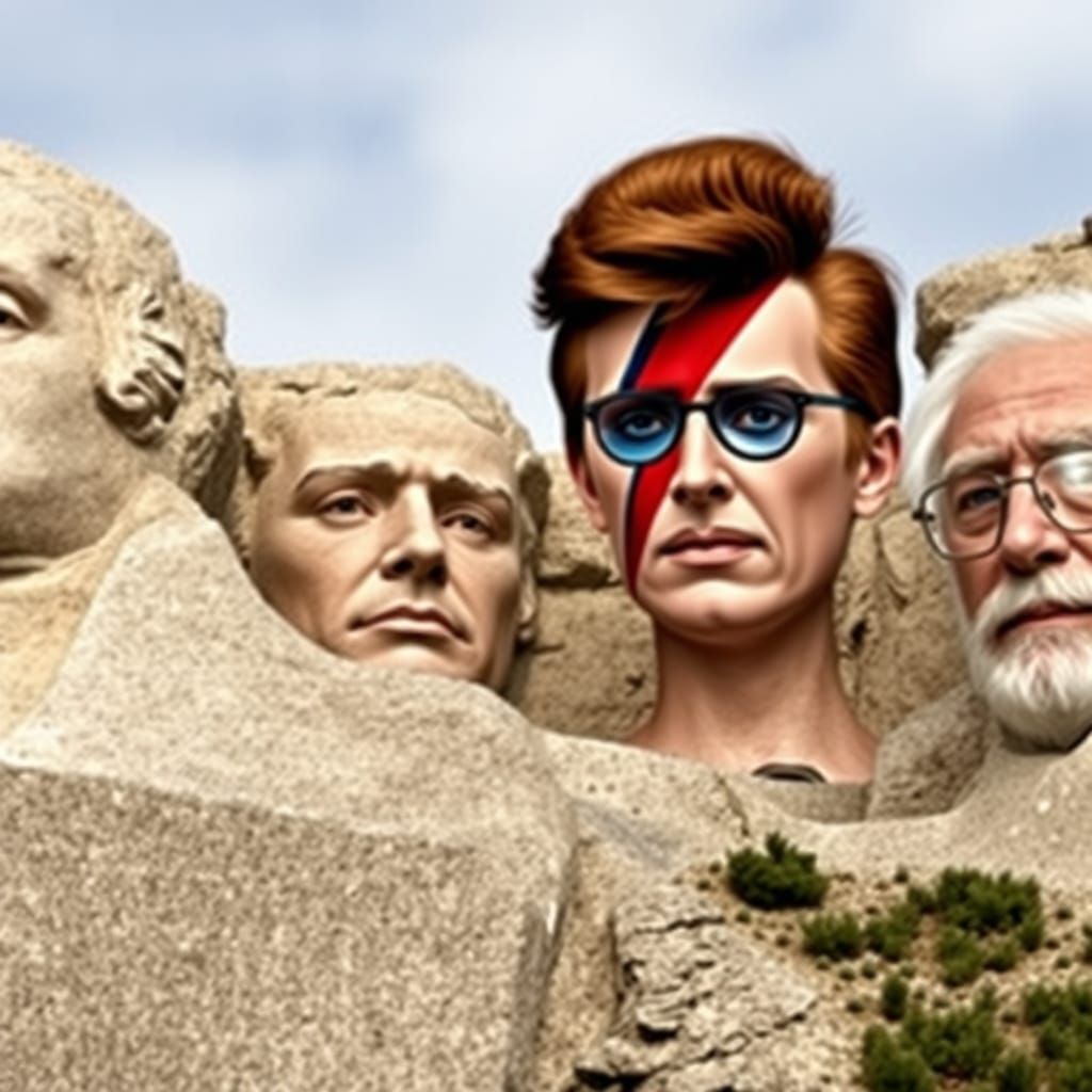 Imagine Mount Rushmore reimagined with the distinct faces of Nick Offerman, David Bowie, Theodore Roosevelt, and Bernie ...
