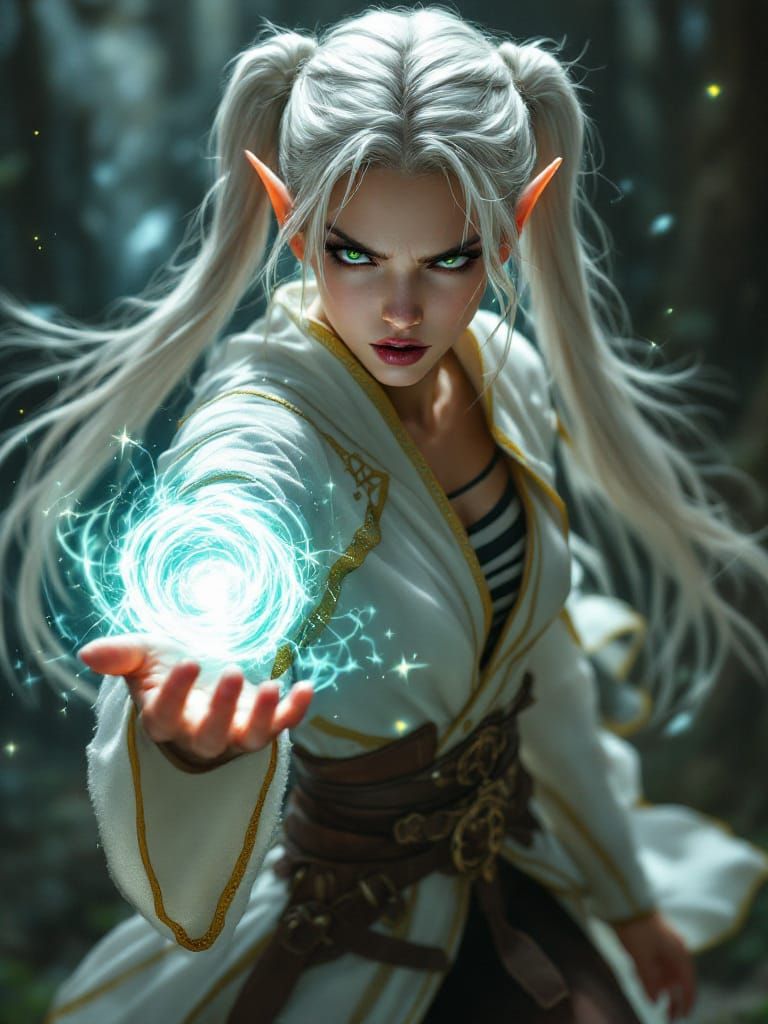 Enchanting Elf Conjuring Magic: A Photorealistic Fantasy