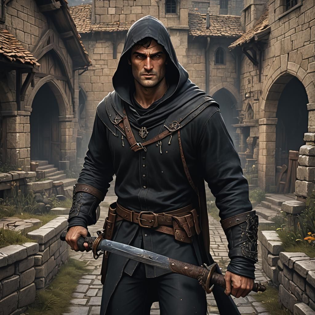 Ash Williams as Medieval Thief in Detailed Digital Art