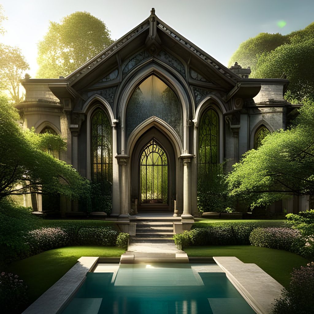 Fantasy Gothic Manor in Overgrown Forest