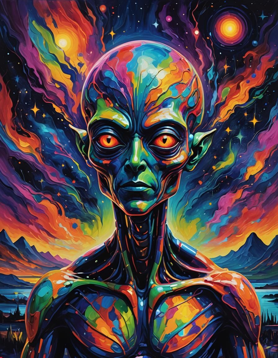 Alien Meditation in Vivid Fauvism Style