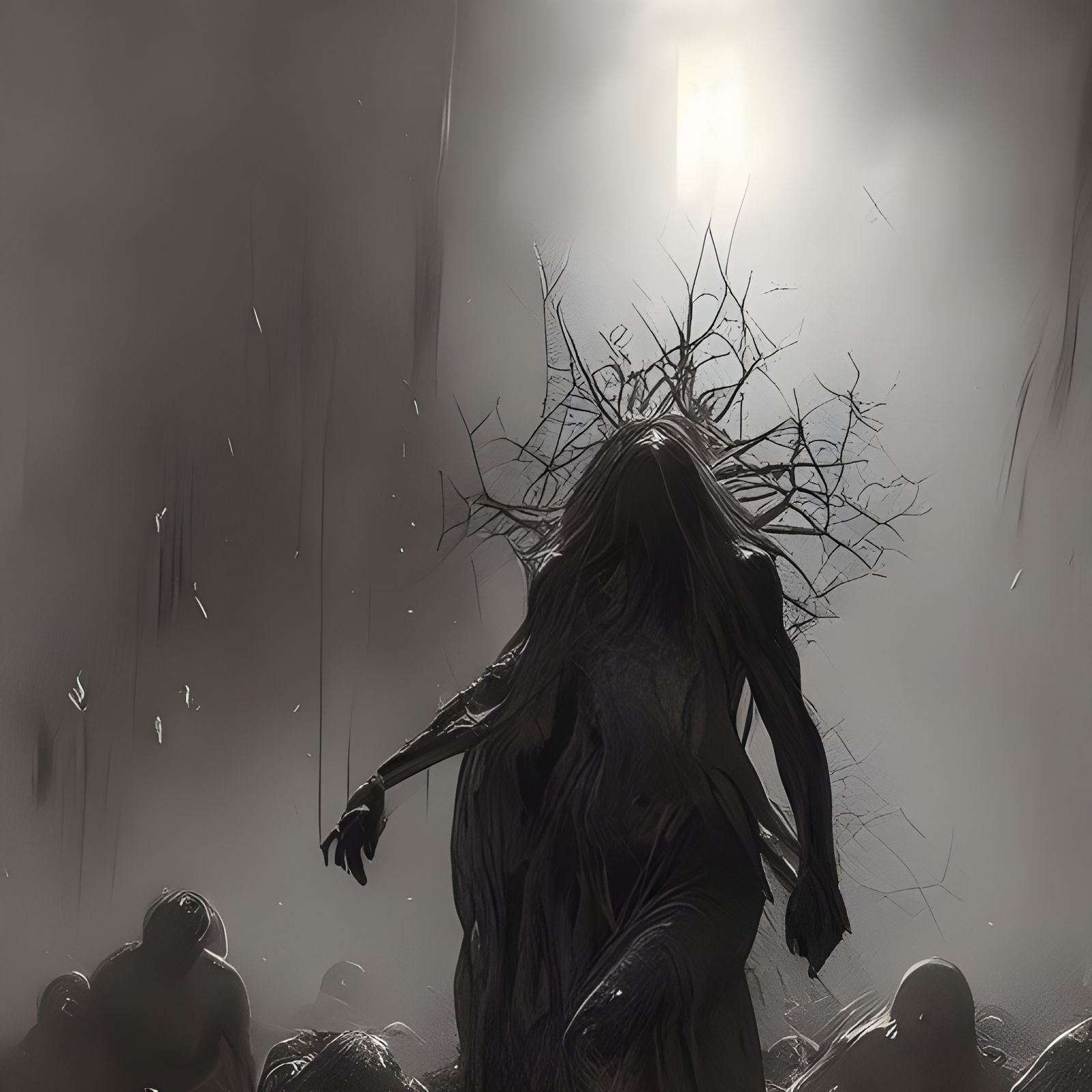 Horrific Corpse in Dark Engraving Style