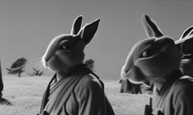 Samurai Rabbits in Japanese Cinema Style