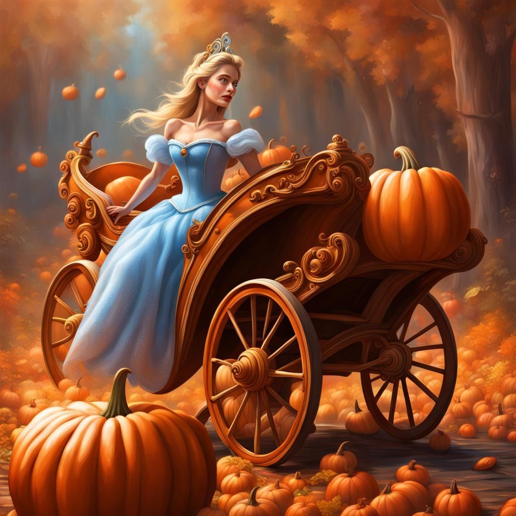 Cinderella's Magical Pumpkin Chariot: Hyperrealistic Concept...