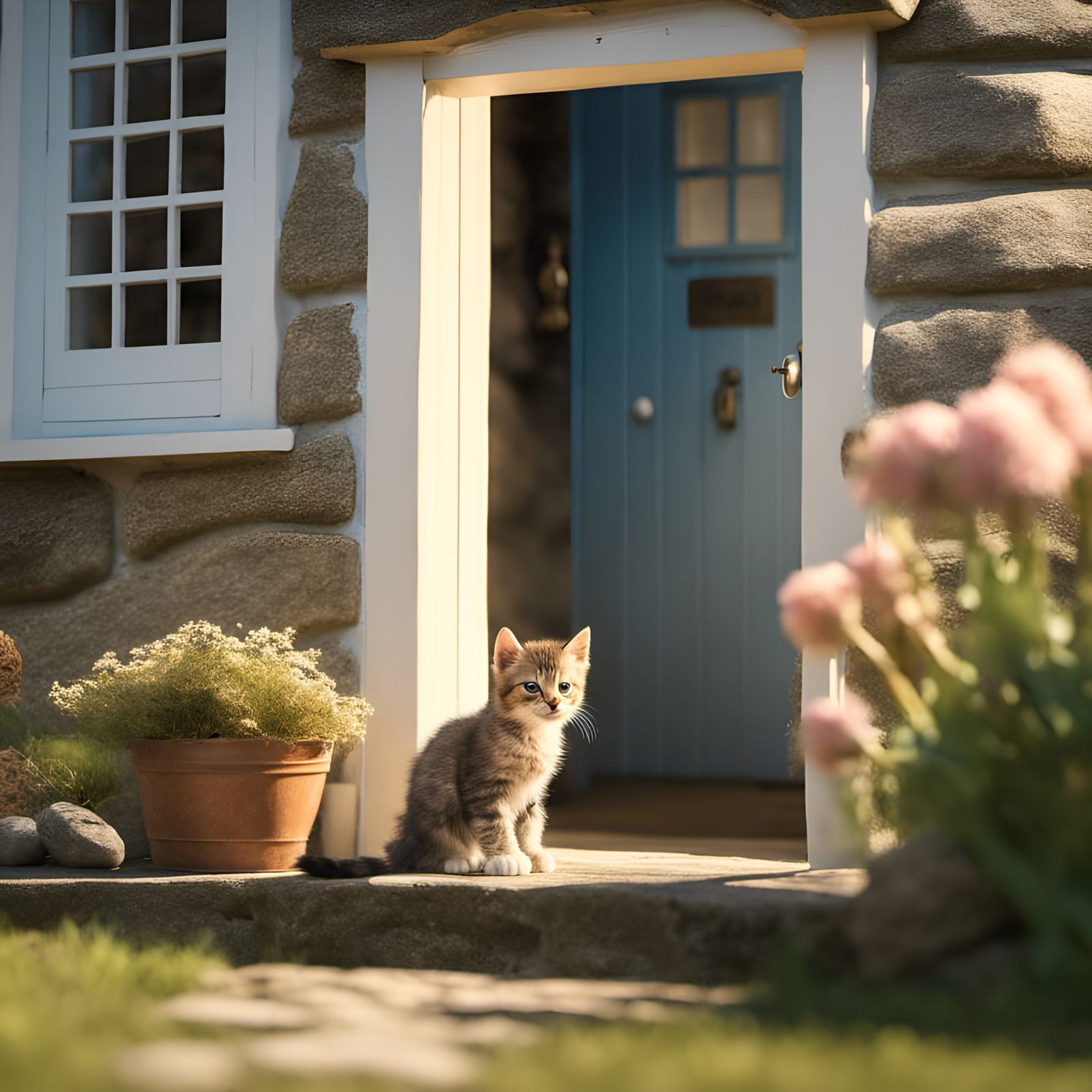 Cute Tabby Kitten in Sunny Cornwall