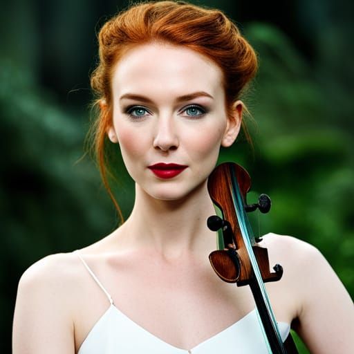 Fantasy Forest Portrait of Woman Playing Violin