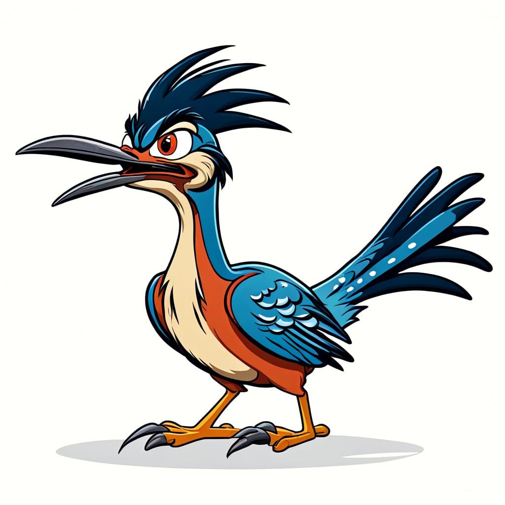 Roadrunner in Disney Cartoon Style