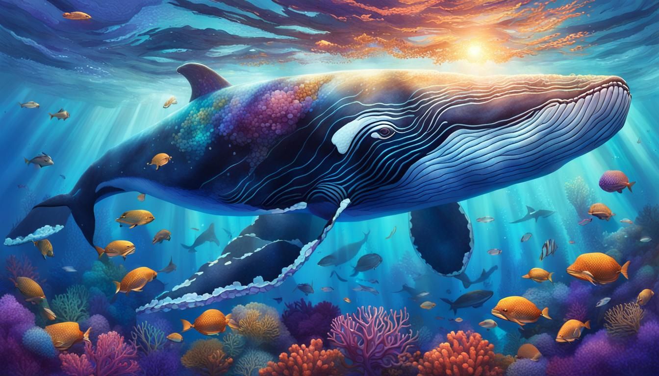 Whale with Coral Reef in Hyperrealistic Style
