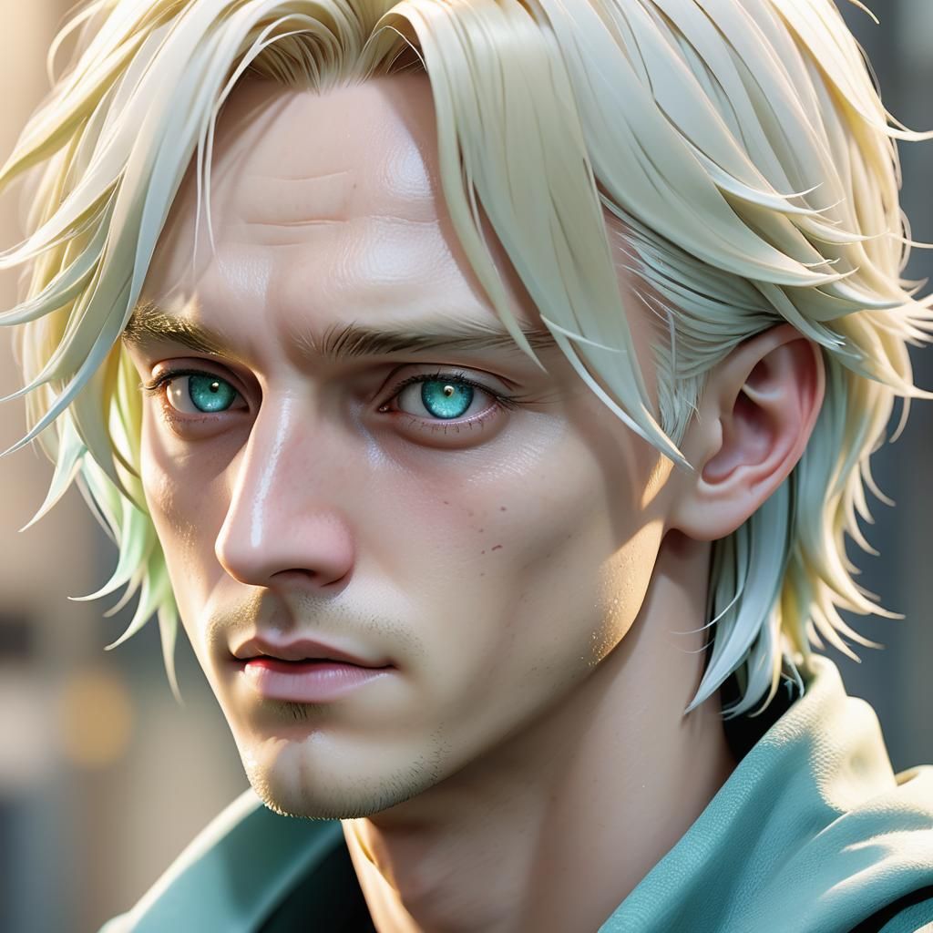Hyperrealistic 3D Anime Portrait of Adult Draco Malfoy